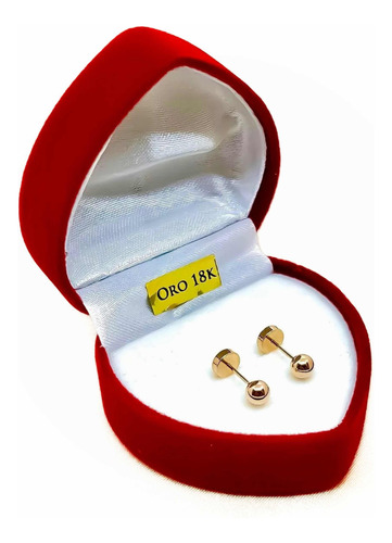 Par Aros Abridores Oro 18k Bolita Nº 4 Mm Garantía Estuche C