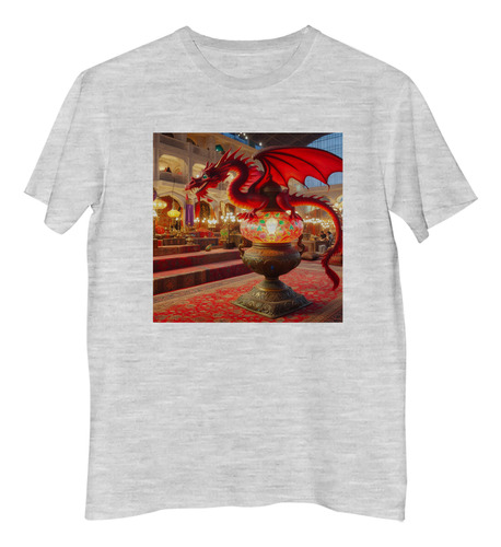 Remera Niño Dragon Rojo En Templo Arabe Nocturno