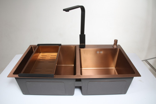 Bacha De Cocina Zaphire Doble Bowl 78x43 Cm Rose Gold