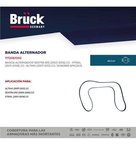 Banda Accesorios Alternador Sentra 03 04 05 06 2.0 6pk 2243