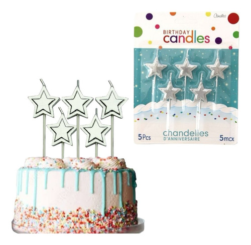 Set 5 Velas En Forma De Estrella Vela Para Pastel Cumpleaños