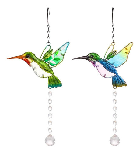 2 / Set Vidrieras Colibrí Prisma De Cristal Bola Jardín 1