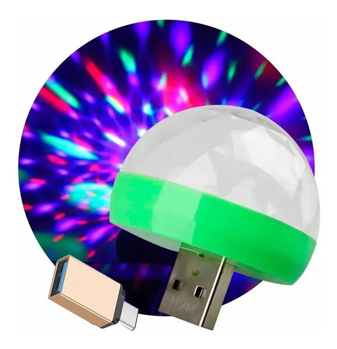 Mini Esfera Para Celular Luminosa Rgb Usb + Otg Tipo C