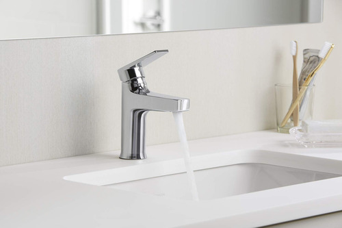 Kohler 74013-4-cp Llave Para Lavabo De Baño, 1 Orificio, Llave De Baño De Una Sola Manija Con Drenaje Emergente, 1.2 Gpm, Cromo Pulido