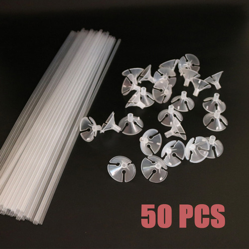 50 Piezas De Bastones Para Globos Reutilizables De 40 Cm
