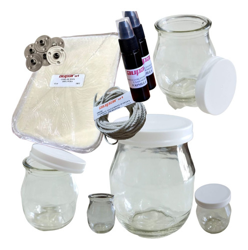 Imagen 1 de 10 de Combo Kit De Velas De Soja X2 Kg + 15 Frascos Vidrio C/tapa.