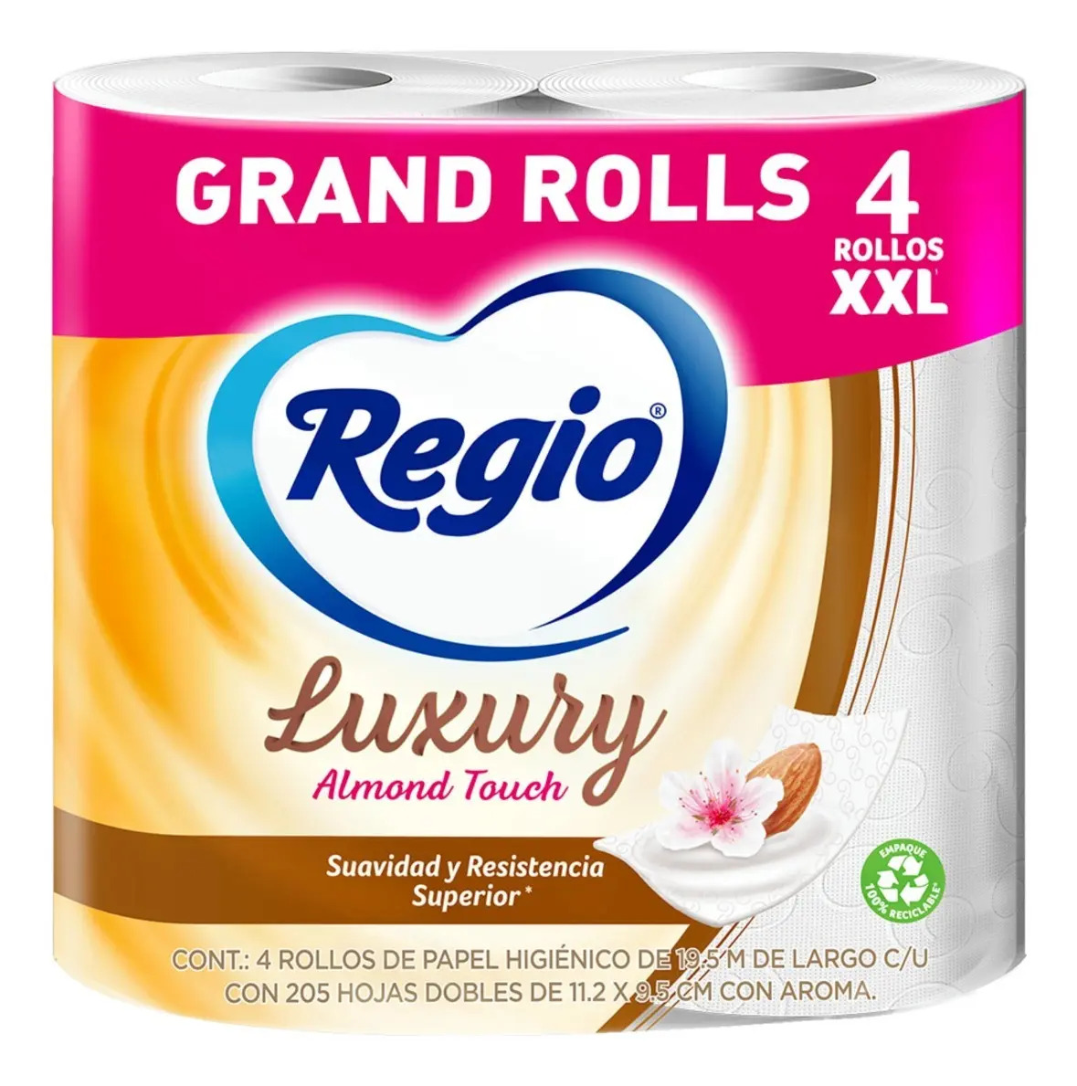 Papel higiénico Regio Luxury doble hoja de 4 u