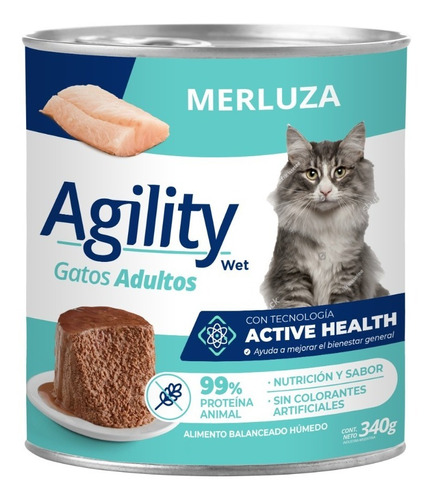 Lata Alimento Húmedo Gato Agility Merluza X 340 Gr Boedo