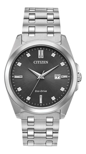 Reloj Hombre Citizen Bm7100-59h Cuarzo Pulso Gris En Acero