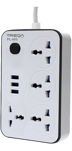 Zapatilla Electrica Treqa Pl-503 3 Usb + 4 Conectores 220v