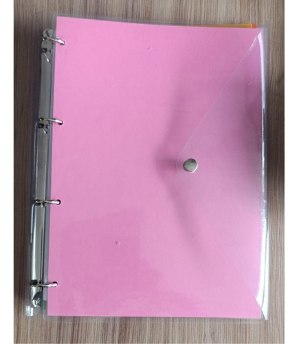 Caderno Fichário Argolado Rosa Transparente 4 Argoas