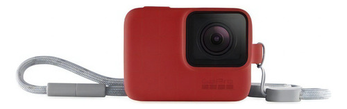 Funda de silicona con cordón rojo en la manga de Gopro