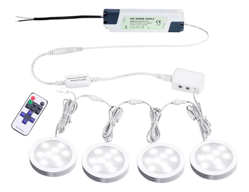 Luces para armarios interiores regulables con control remoto RF, accesorio  de iluminación para mostrador, armario, estantería, cocina