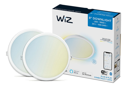 Imagen 1 de 9 de Plafon Led 24w Wiz Luz Cálida Y Fría Wi-fi 8 X2 Un
