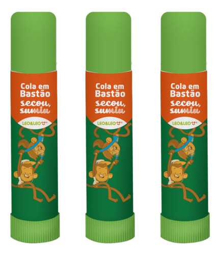 Cola Bastão Leo & Leo Cola em bastão secou sumiu 5g de 5g - Kit de 6 unidades - Verde-claro