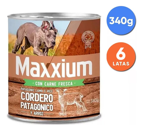 Alimento Humedo Perro Lata Cordero 340 Gr X 6 Maxxium