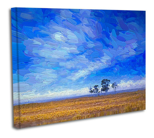 Cuadro Lienzo Canvas 80x120cm Paisaje Pintura Arbol Oleo