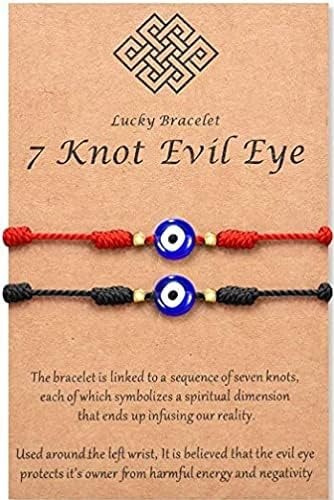 Viujuh 7 Nudos Kabbalah Evil Eye Charm Bracelets Para Protec