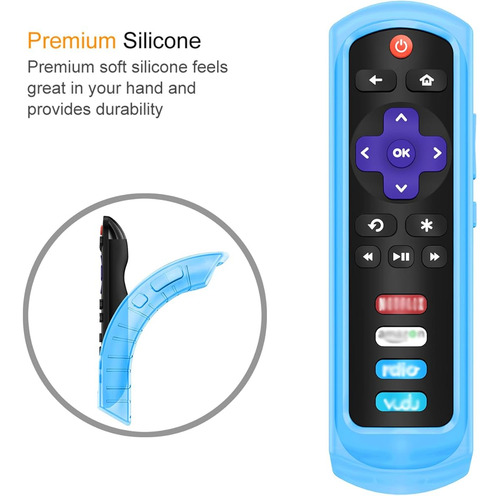 Funda Protectora Mando Roku Steaming Stick 3600r Silicona Azul Cielo
