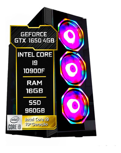 Pc Gamer Fácil Intel I9 10900f 16gb Gtx 1650 4gb Ssd 960gb