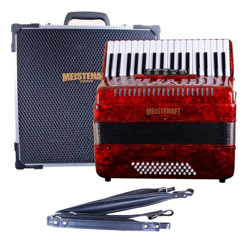 Acordeon 48 Bajos 5 Registros Rojo Meistehaft