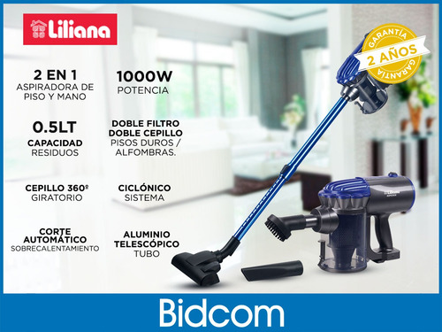 Aspiradora Vertical Liliana Aspistick LA150 0.5L negra y azul 220V