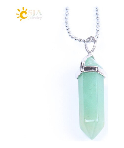 Csja-collar De Cuarzo Con Piedra De Gema Natural,  Green Ave