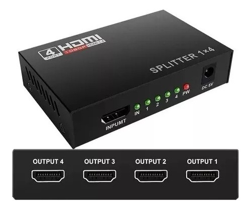 Multiplicador Hdmi Splitter 1 Entrada 4 Salidas 4k 