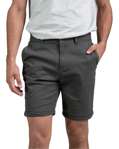 Canterbury Bermuda Lifestyle Hombre Chino Gris Oscuro Ras