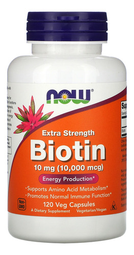 Biotina 10mg Extra Força Now Foods 120veg Caps