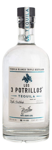 Tequila Los 3 Potrillos Blanco Triple Destilado 750 Ml