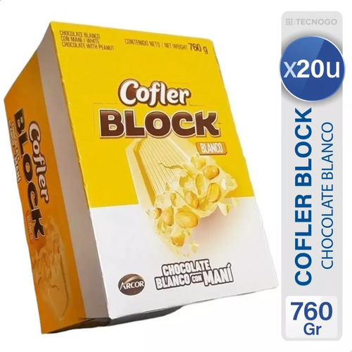 Chocolate Blanco Con Mani Cofler Block 38gs X 20u Srj