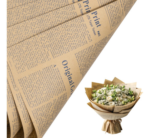 20 Hojas De Papel De Periódico For Envolver Flores