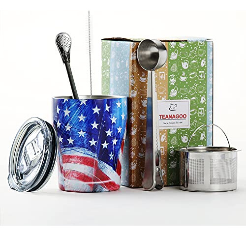Taza De Viaje Con Infusor Y Tapa Teanagoo, Acero Inoxidable