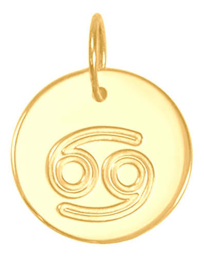 Pingente Ouro 18k Medalha Signo Câncer 13mm