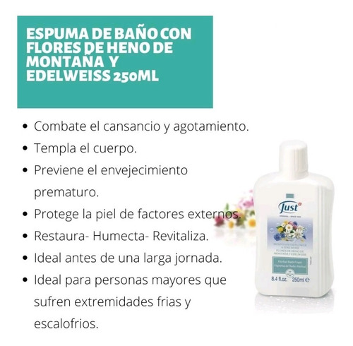 Imagen 5 de 6 de Espuma De Baño Flores De Heno De Montaña Edelweiss Swissjust