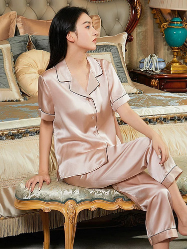 Pijamas Para Mujer De Satén Sedoso Cómodo Ropa Para Dormir