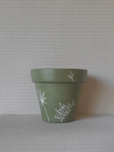 Maceta De Barro Pintada A Mano N°12- Arrayan