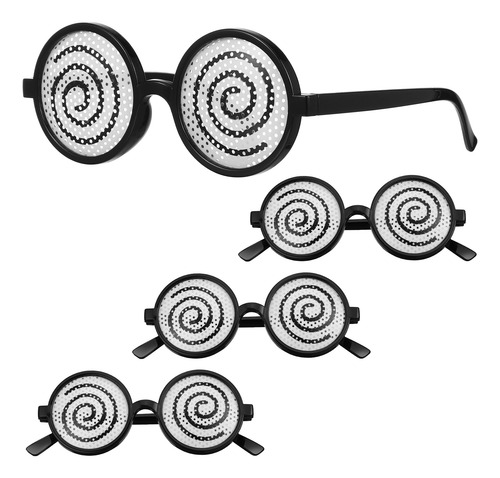 Glasses Round Frame Funny Dizzy Props 4 Pcs
