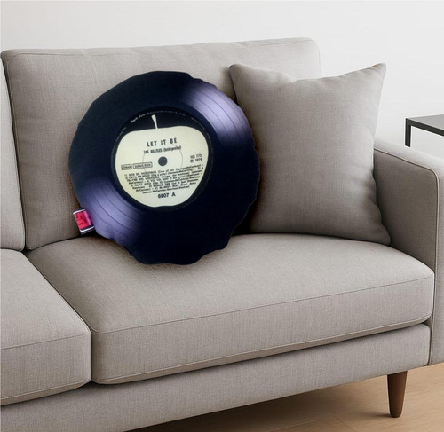 Almohadones Diseño Discos Vinilo Musica Rock - Pillow Studio Negro Beatles