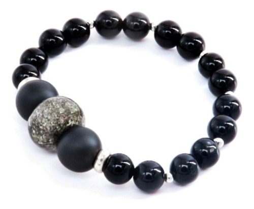 Pulsera Con Piedras Hombre I Alonso Luis I Talavera Acero Color Negro Diámetro 8   Largo 8 Cm