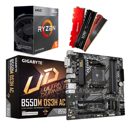 Kit Amd Ryzen 5 5600g + B550m Ds3h Ac Wifi + 16gb 3600mhz Cor Preto