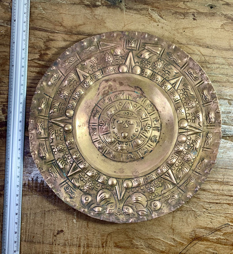 Antigua Artesanía De Cobre Calendario Azteca (Usado)