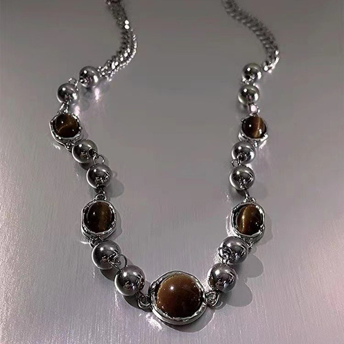 Collar Marrón Hip-hop Con Cadena De Cuello Cosido