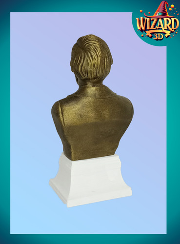 Busto Juan B. Alberdi - Pintado - Imp 3d Pedestal Blanco