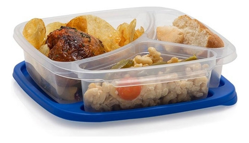 4 Herméticos Con 3 Divisiones Para Alimentos Cubasa