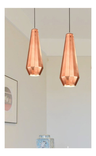 Imagen 3 de 8 de Luminaria Colgante Campana Vidrio Cobre Para E27 Mas Led
