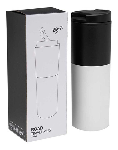 Vaso Térmico Zecat Road Travel Mug Plástico 450ml Color Blanco