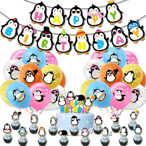 Juego De 43 Globos De Cumpleaños Con Forma De Pingüino
