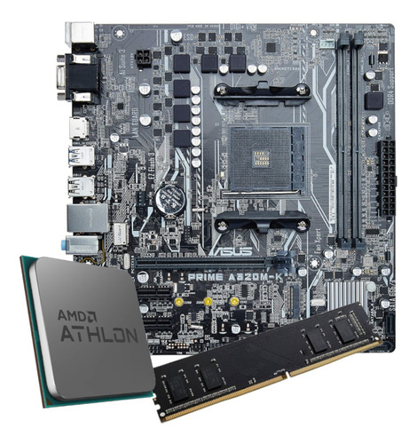 Kit Placa Mãe Asus A320m K Athlon 3000e Vega3 8gb Winmemory